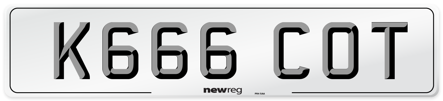 K666 COT Number Plate from New Reg